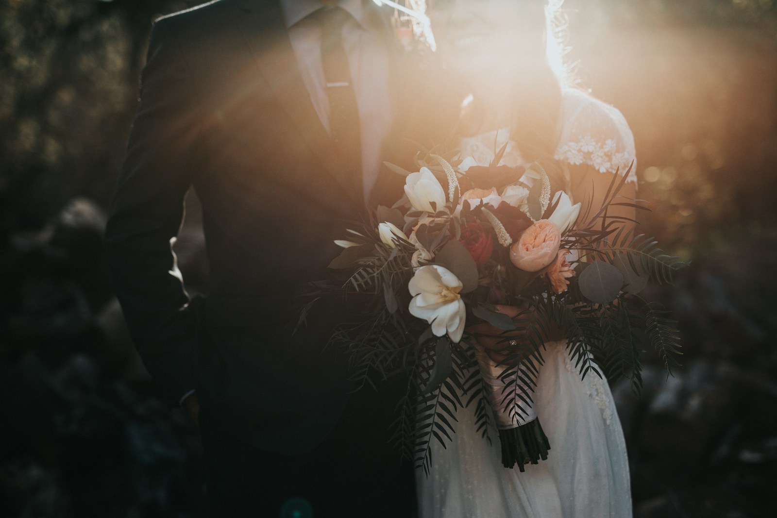 A quiet black-and-white wedding detail