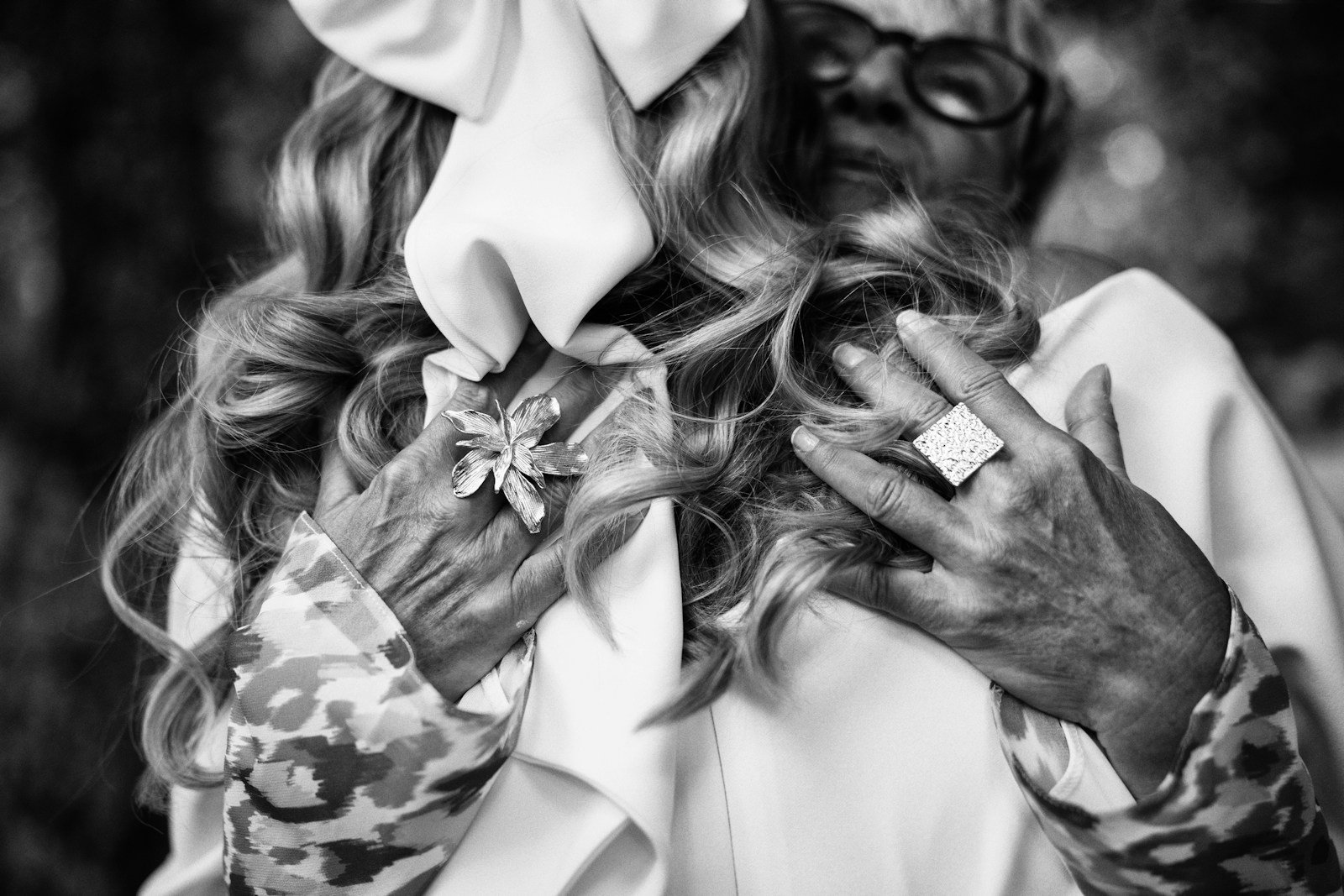 A quiet black-and-white wedding detail